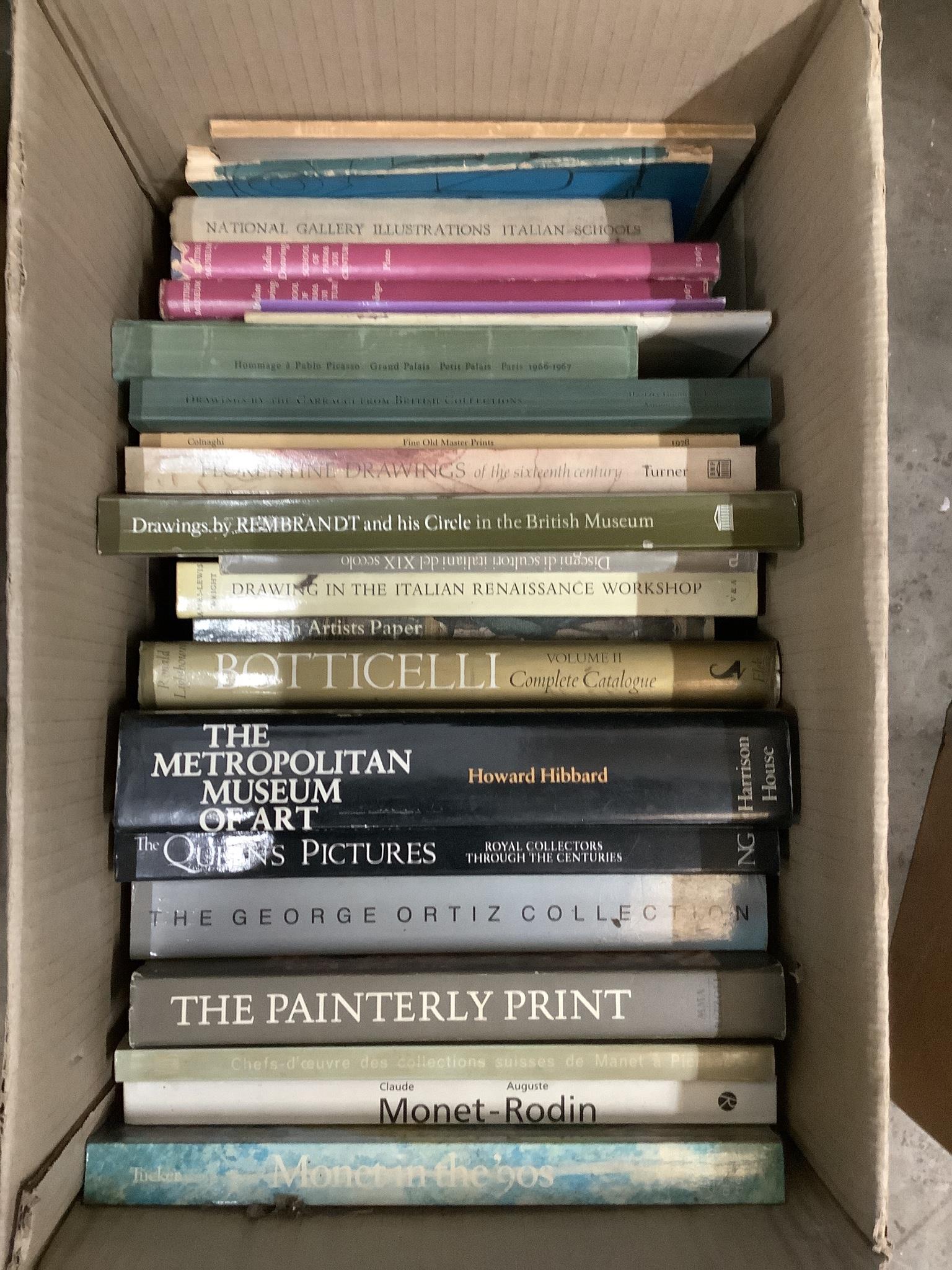 A large collection of modern and vintage Fine Art reference books and catalogues, 7 boxes, subjects include